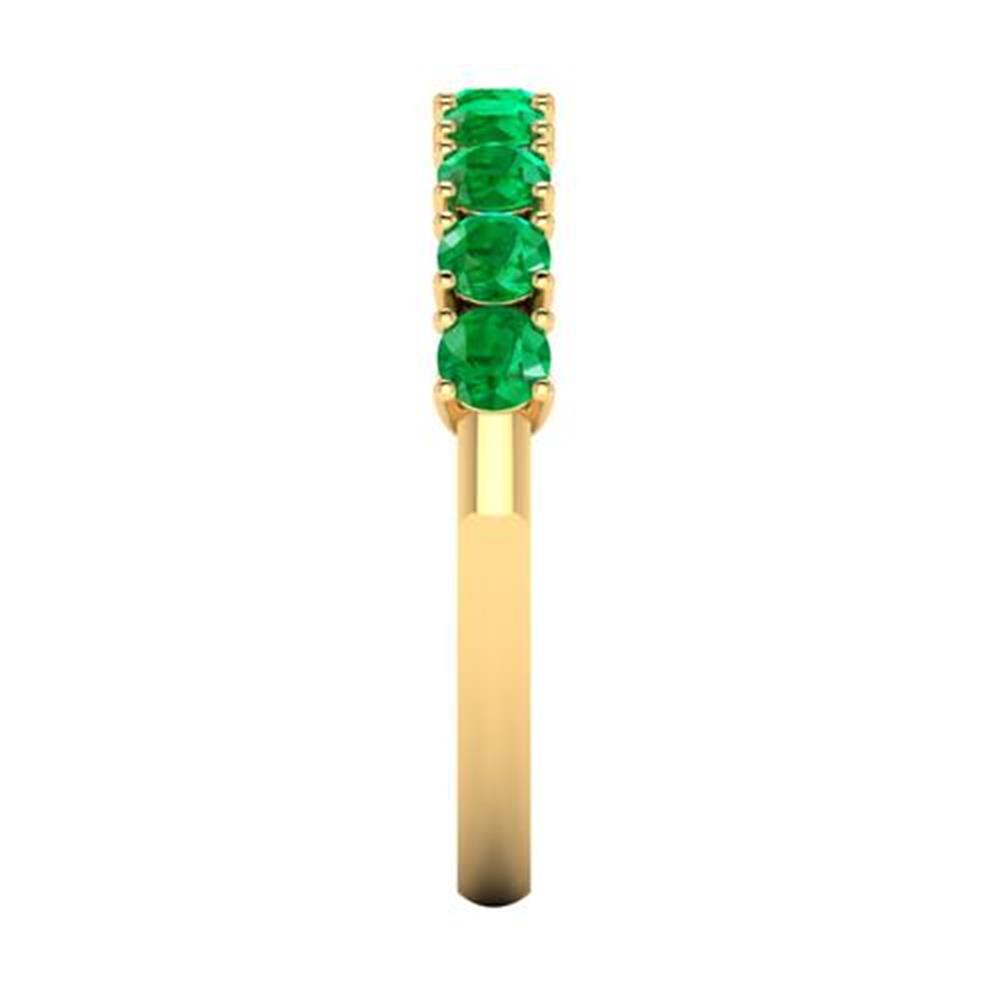 Round Brilliant Cut Green Emerald Rings in 14k Yellow Gold 1.00 Carat