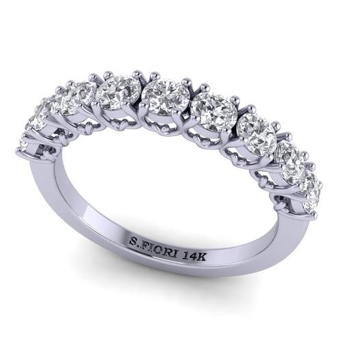 Round Brilliant Cut White Diamond Lab Ring in 14k White Gold 1.00 Carat