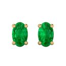 Oval Brilliant Cut Green Emerald Earrings in 14k Yellow Gold 0.50 Carat