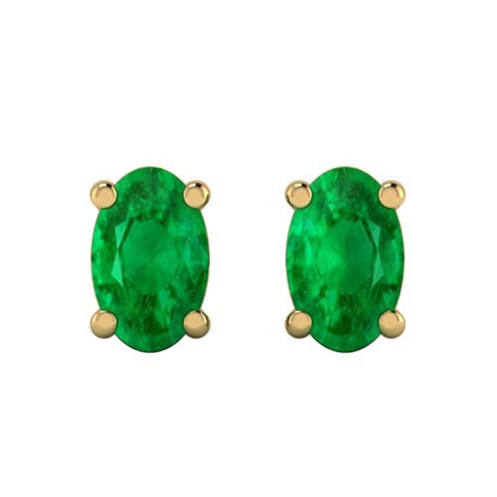 Oval Brilliant Cut Green Emerald Earrings in 14k Yellow Gold 0.50 Carat
