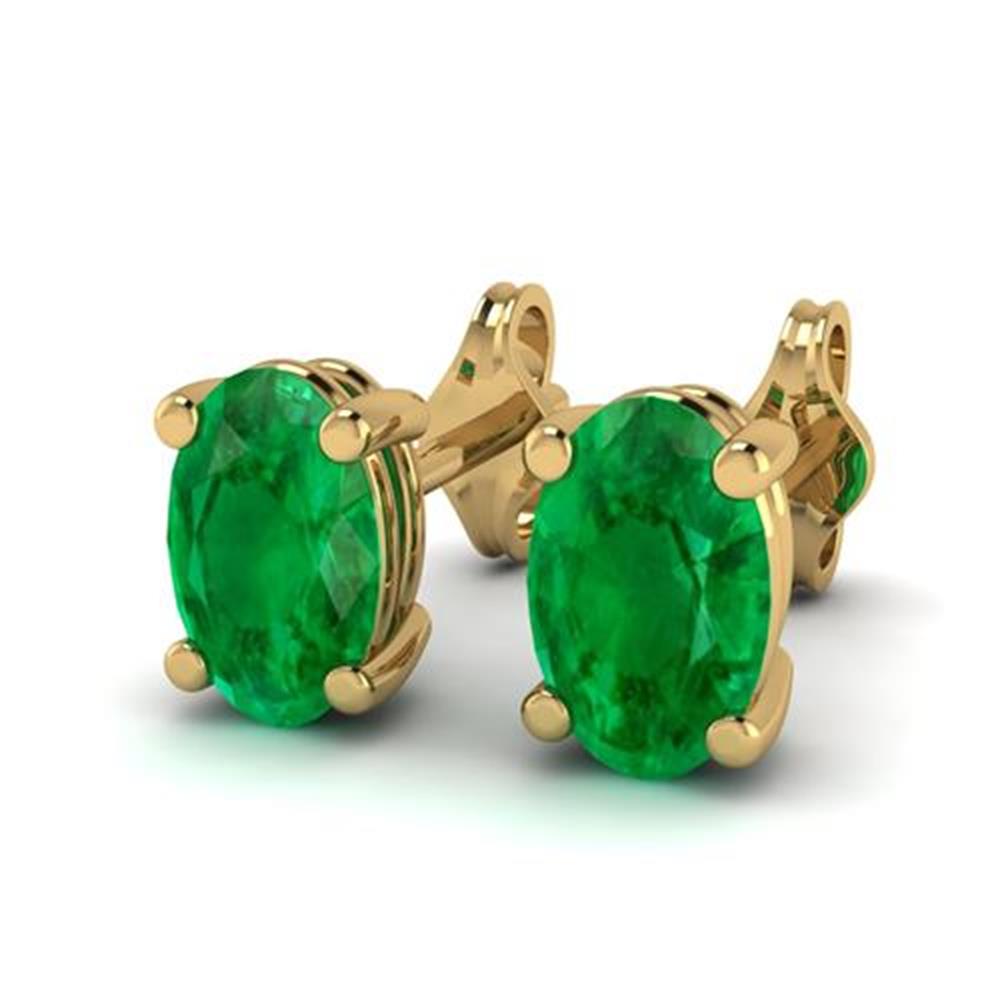 Oval Brilliant Cut Green Emerald Earrings in 14k Yellow Gold 0.50 Carat