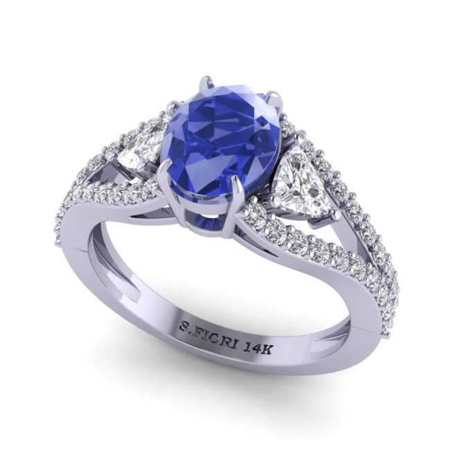 White Gold Oval Cut Tanzanite Ring