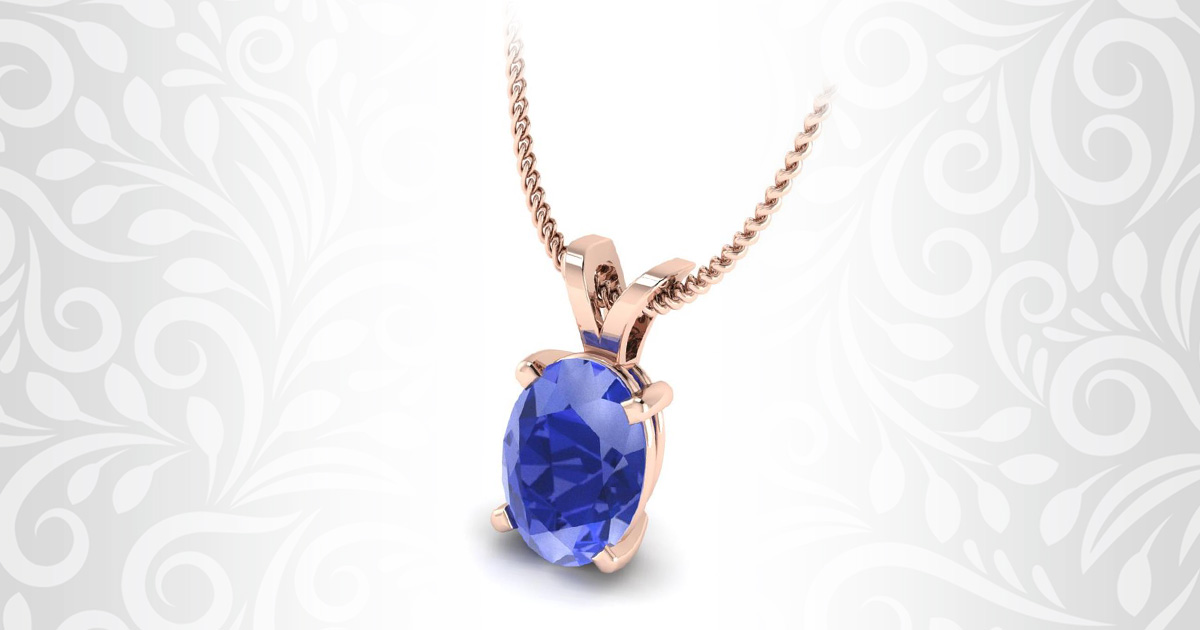 Oval Cut Pendant in Tanzanite and Rose Gold for $529