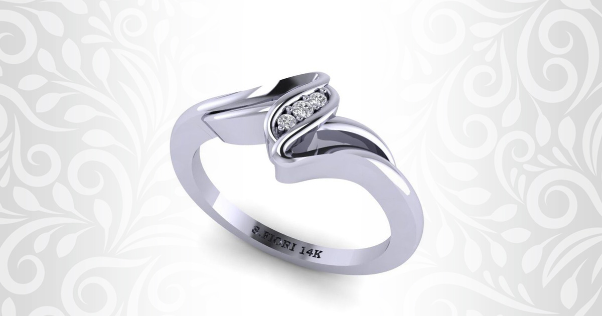 Round Cut Ring in White Diamond White Gold for $609