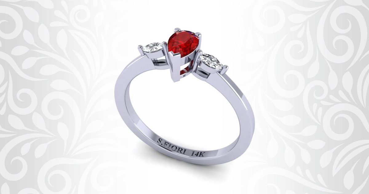 SHOP this Pear Cut Ring in Ruby and White Gold for $929