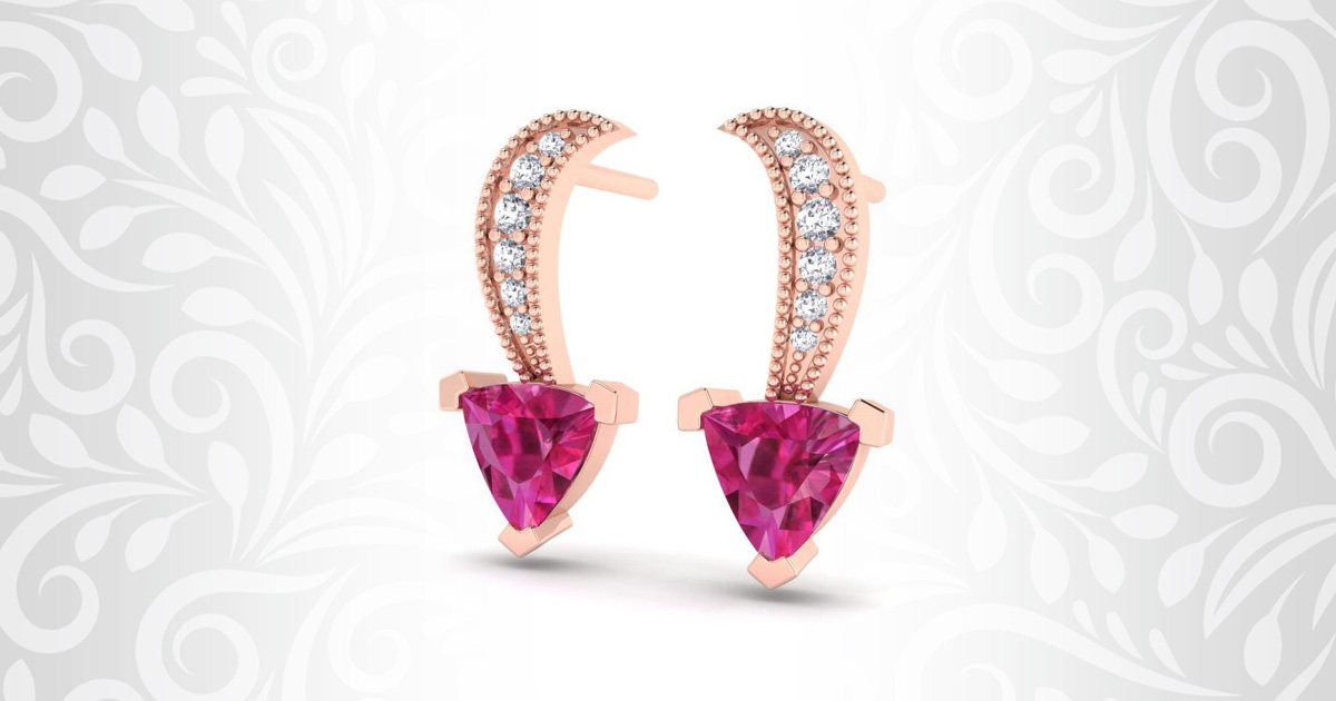 SHOP this Trilliant Cut Earrings in Ruby Rose Gold for $1099