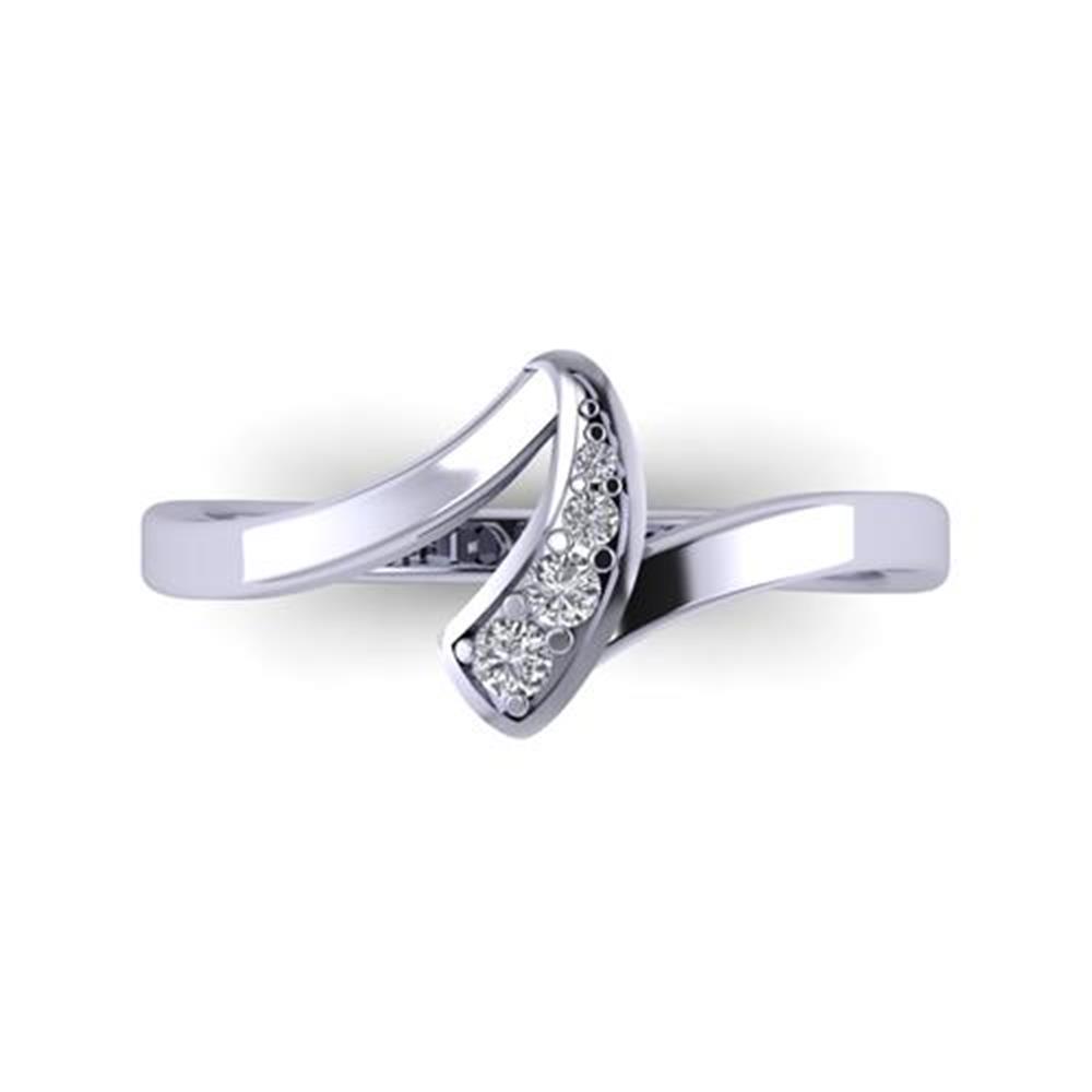 Round Cut White Diamond Lab Ring in 14k White Gold 0.09 Carats