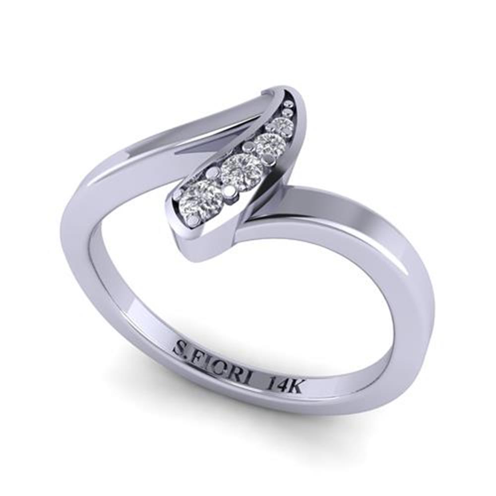 Round Cut White Diamond Lab Ring in 14k White Gold 0.09 Carats