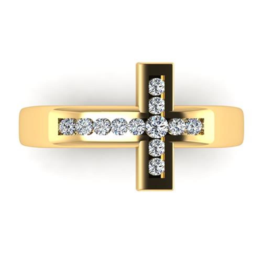 White Diamond Lab OG Collection Cross Ring in 14k Yellow Gold 0.18 Carats