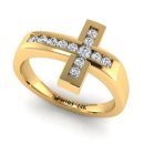 White Diamond Lab OG Collection Cross Ring in 14k Yellow Gold 0.18 Carats