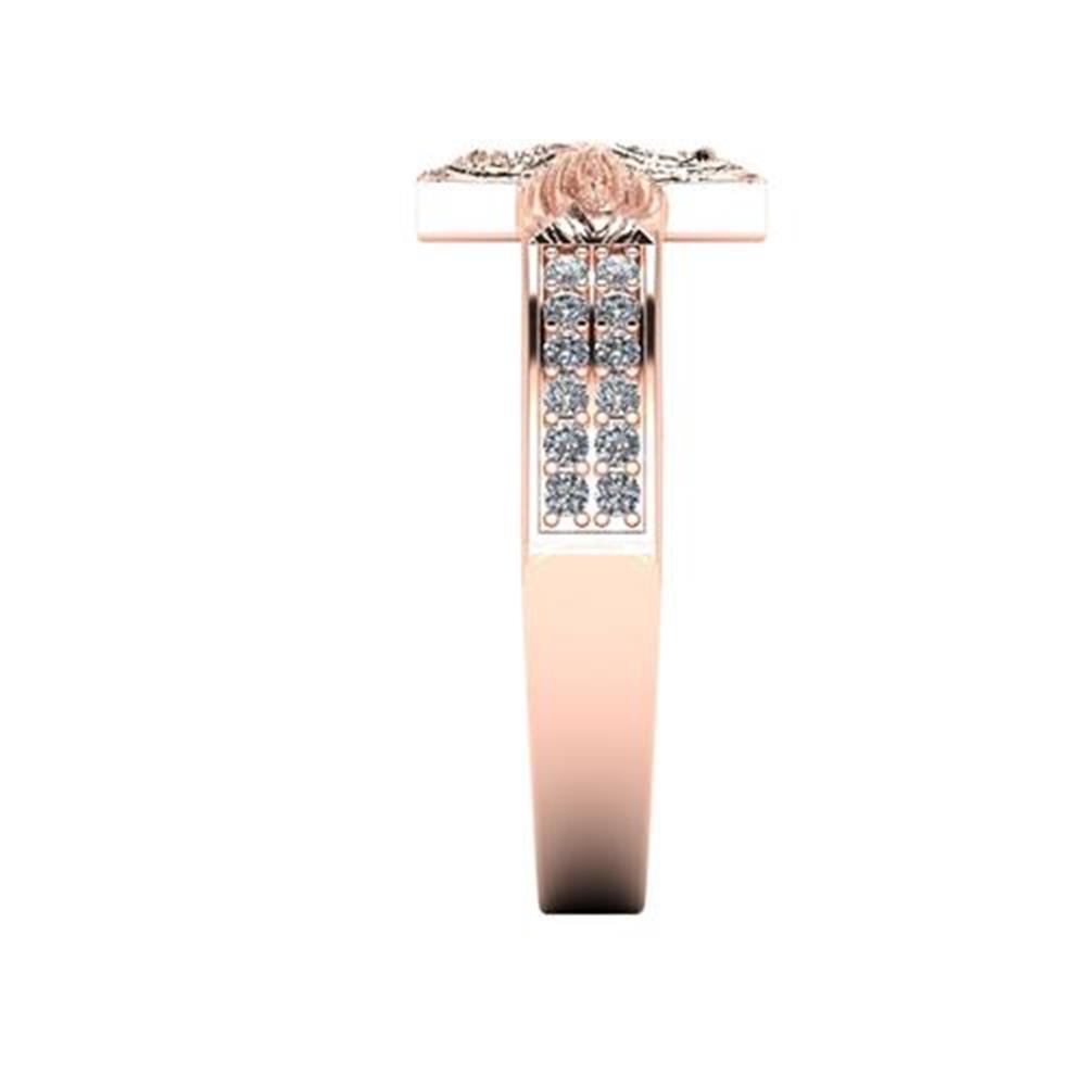 OG Collection Round Cut White Diamond Lab Chantal Cross Ring in 14k Rose Gold 0.10 Carats