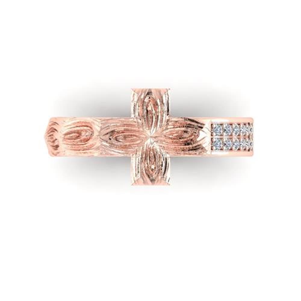 OG Collection Round Cut White Diamond Lab Chantal Cross Ring in 14k Rose Gold 0.10 Carats