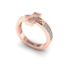 OG Collection Round Cut White Diamond Lab Chantal Cross Ring in 14k Rose Gold 0.10 Carats