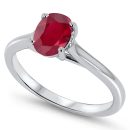 Solitaire Natural Ruby 1.00 Carat Ring in Silver