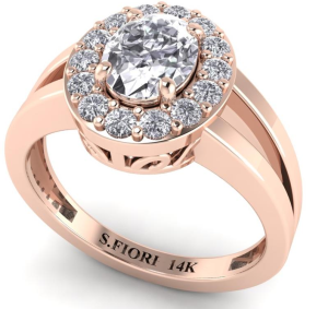 Rose Gold Oval-Cut White Lab Diamond Ring