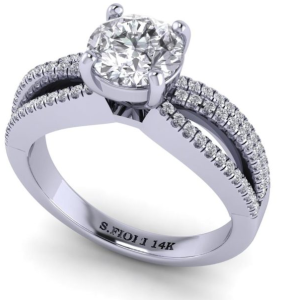 White Gold Round Brilliant-Cut White Lab Diamond Bridal Ring