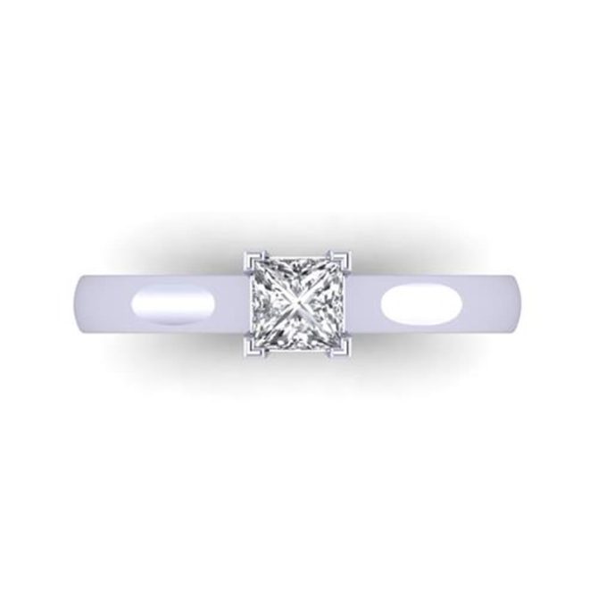 Princess Cut White Diamond Lab Ring in 14k White Gold 0.45 Carats