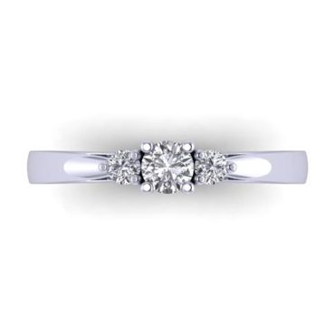 Brilliant Round Cut White Diamond Lab Three Stone Ring in 14k White Gold 0.40 Carats