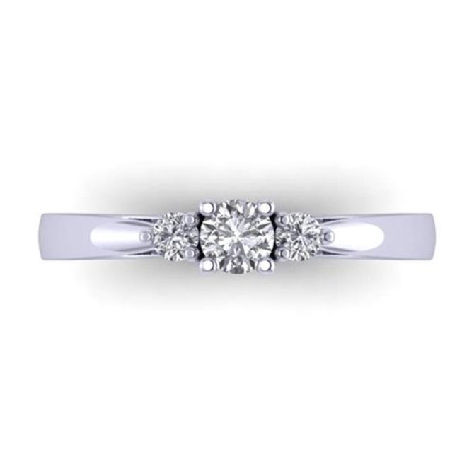 Brilliant Round Cut White Diamond Lab Three Stone Ring in 14k White Gold 0.40 Carats