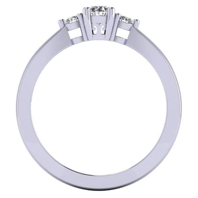 Brilliant Round Cut White Diamond Lab Three Stone Ring in 14k White Gold 0.40 Carats