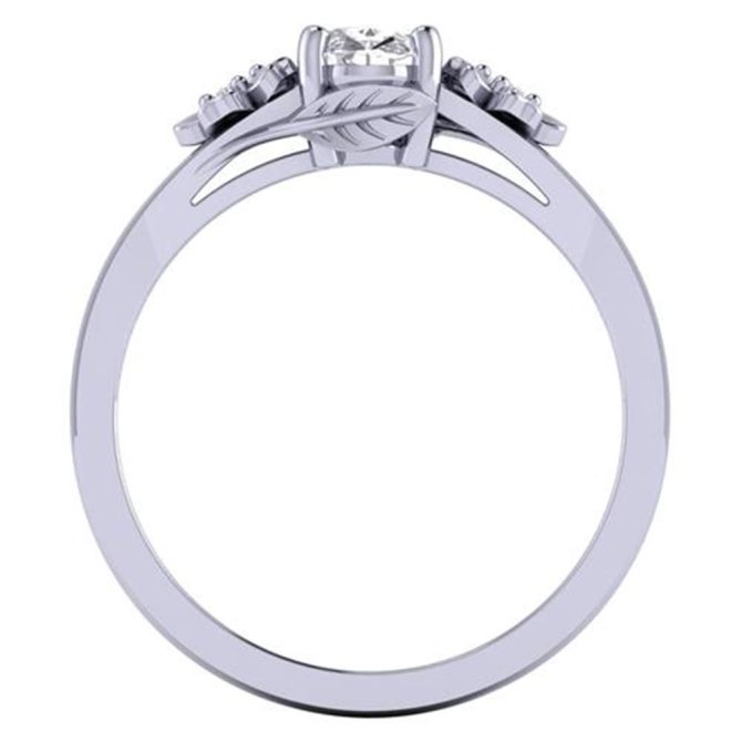 14k White Gold Oval Cut White Diamond Lab Bridal Ring 0.55 Carats