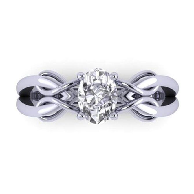 Oval Cut White Diamond Lab Ring in 14k White Gold 0.50 Carats