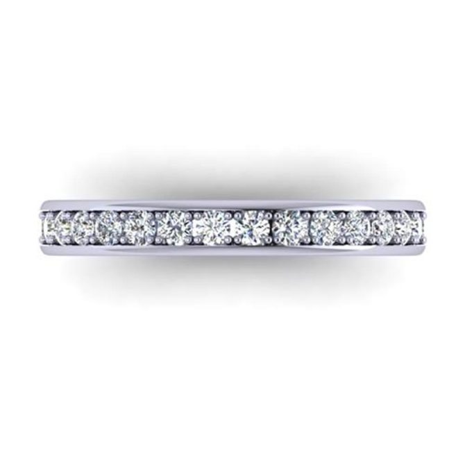 White Diamond SF Signature Victoria Round Brilliant Cut Lab Band in 14k White Gold 0.45 Carats