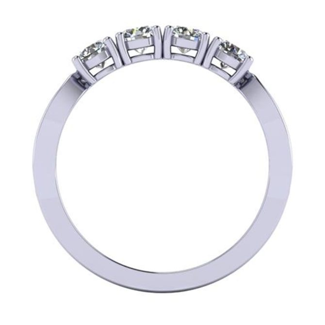 Round Shaped Ring Featuring White Diamond Lab In 14k White Gold 0.75 Carats