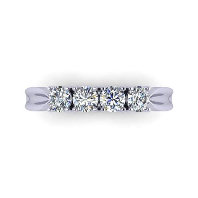 Round Shaped Ring Featuring White Diamond Lab In 14k White Gold 0.75 Carats