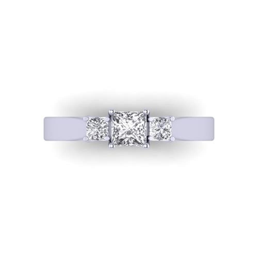 Princess Cut White Diamond Lab Three Stone Ring in 14k White Gold 0.63 Carats