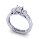 Princess Cut White Diamond Lab Three Stone Ring in 14k White Gold 0.63 Carats