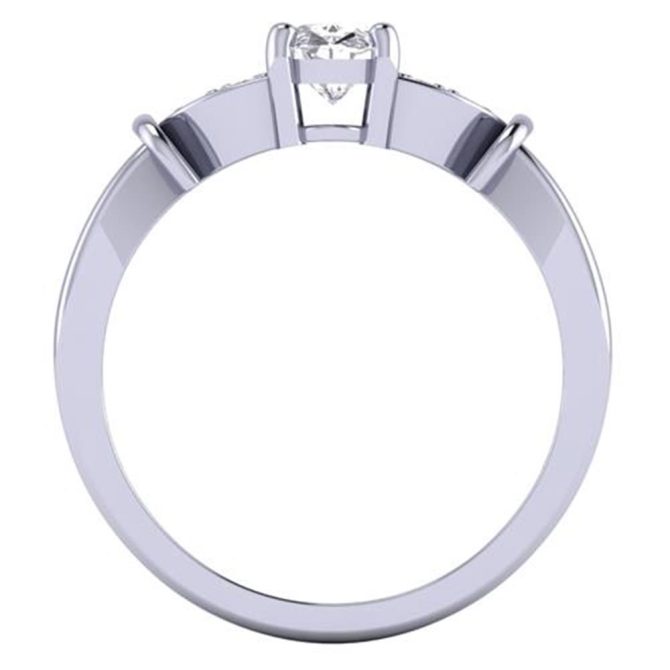 Oval Cut White Diamond Lab Ring in 14k White Gold 0.60 Carats