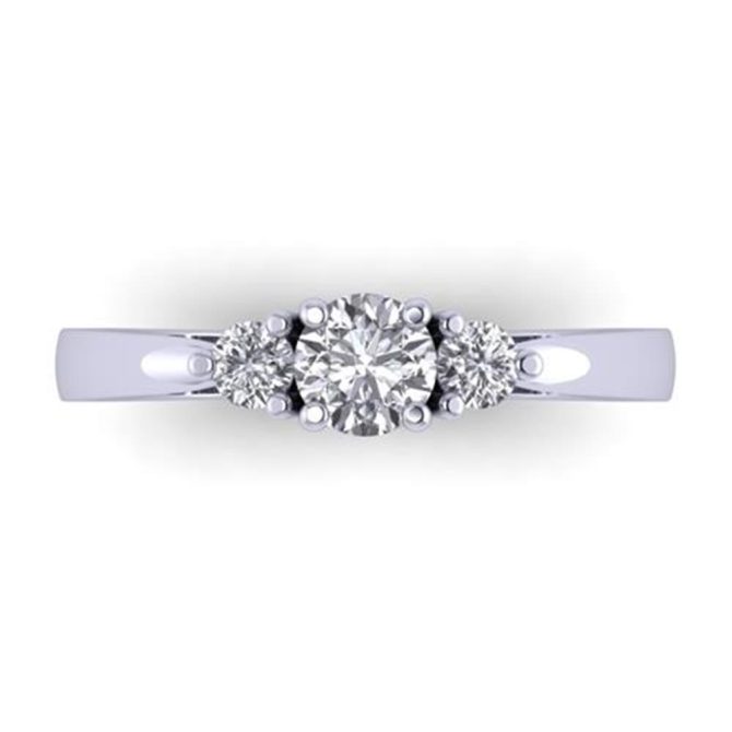 Three Stone White Diamond Round Cut Lab Ring in 14k White Gold 0.65 Carats