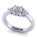 Three Stone White Diamond Round Cut Lab Ring in 14k White Gold 0.65 Carats