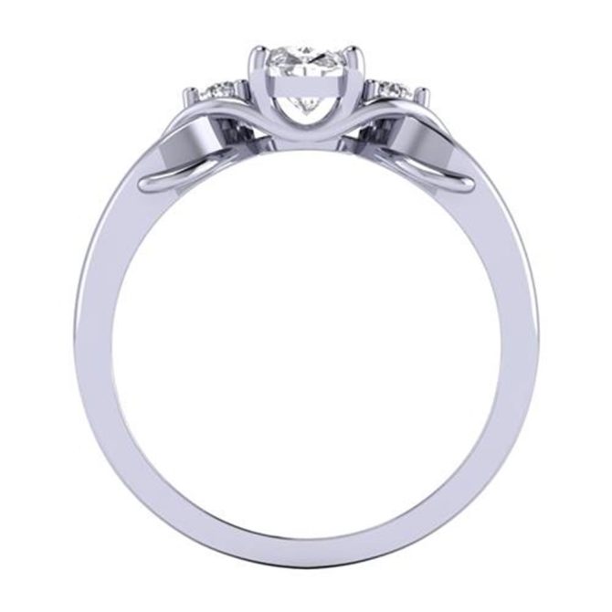 Oval Cut White Diamond Lab Ring in 14k White Gold 0.60 Carats