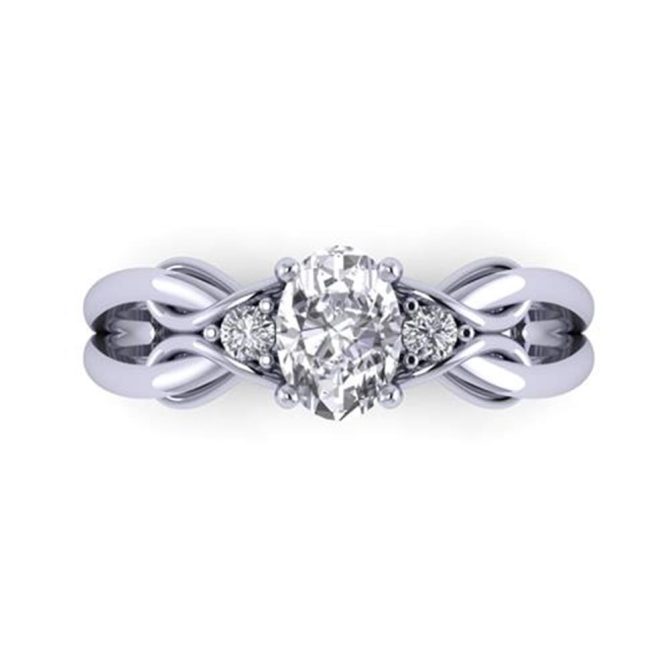 Oval Cut White Diamond Lab Ring in 14k White Gold 0.60 Carats