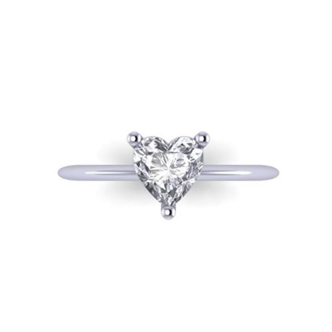 Heart Cut White Diamond Lab Rings in 14k White Gold 0.40 Carats