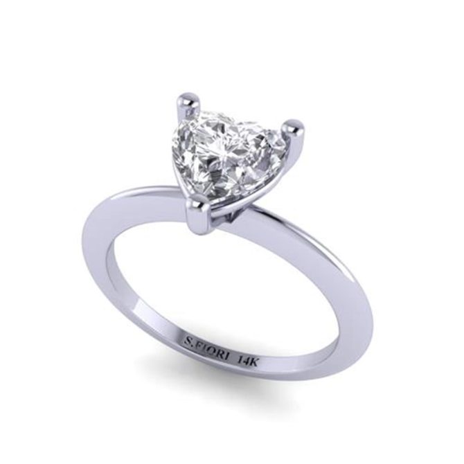 Heart Cut White Diamond Lab Rings in 14k White Gold 0.40 Carats