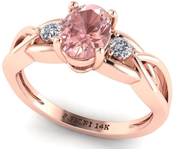 14K Rose Gold Oval Cut Morganite Ring 0.60 CTW