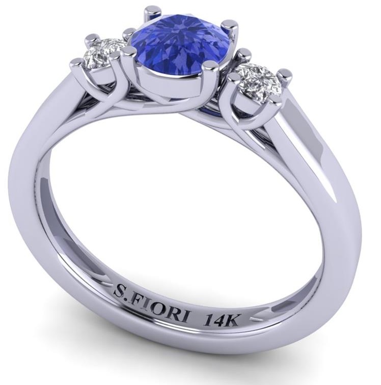 White Gold Round Brilliant Cut Tanzanite Ring