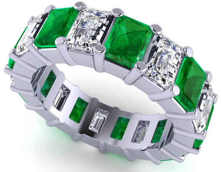 Emerald cut Cut Green Emerald Ring