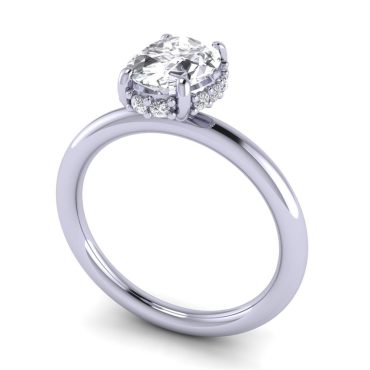 Oval shaped Hidden Halo Ring Featuring  in 14K Gold 1.10 Carats