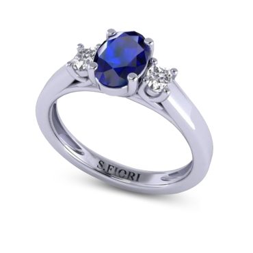 Three Stone Lab Blue Sapphire Ring in Stunning Sterling Silver