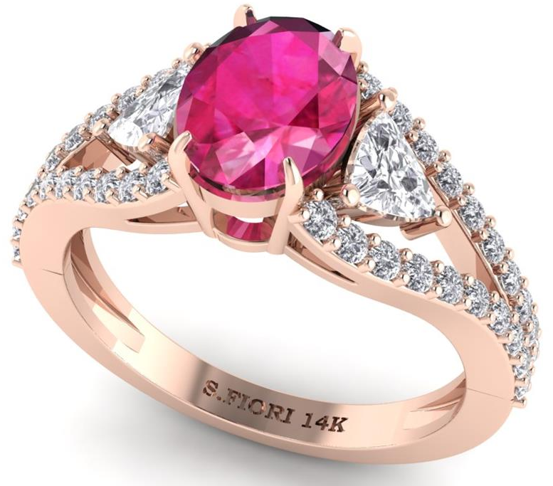 Rose Gold Oval Cut Pink Sapphire Ring 