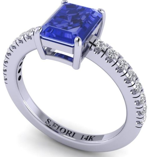 Emerald-cut Tanzanite Ring