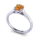 Citrine Solitaire Crystal Ring in White Gold, 1.00 Carat
