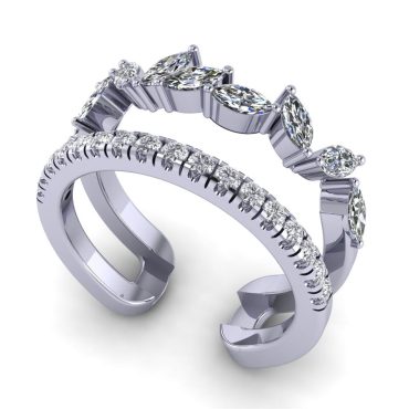 14K White Gold Marquise Cut white Diamond Lab Rings 0.73CTW