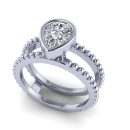 Pear shaped Victoria Tina Ring Featuring  in 14K Gold 0.90 Carats