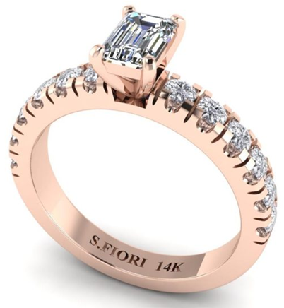 Rose Gold Emerald-cut White Lab Diamond Ring