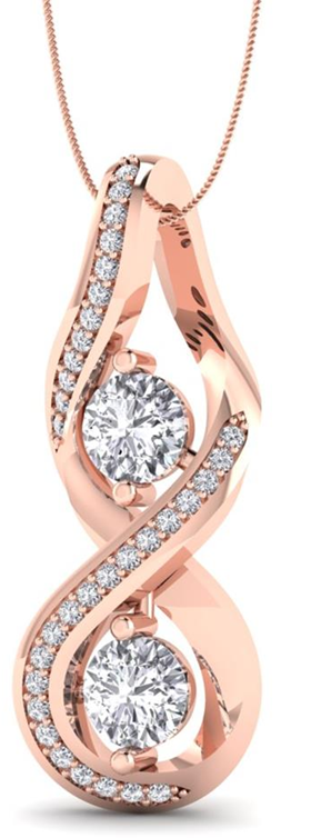 Rose Gold Round-cut White Diamond Pendant